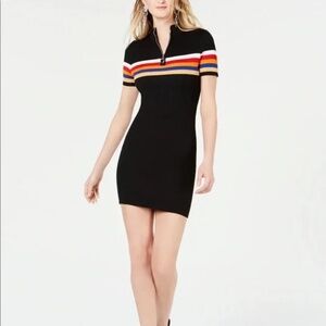 Black and Rainbow Striped Mini Dress by Almost Famous